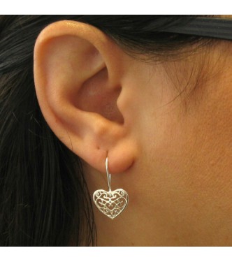 E000704 Stylish sterling silver earrings solid 925 Hearts Empress